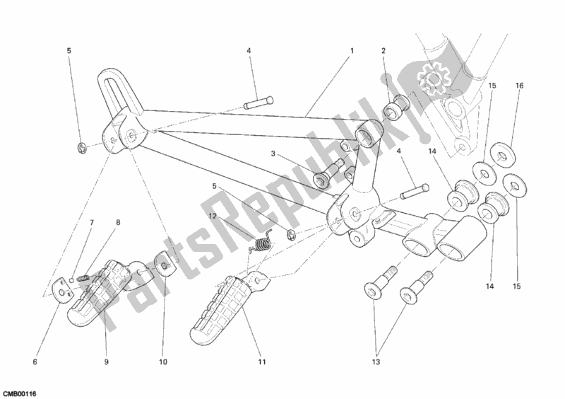 Todas as partes de Apoios Para Os Pés, Certo do Ducati Sportclassic GT 1000 USA 2009